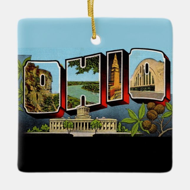 Vintage Ohio Ceramic Ornament (Front)