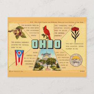 Vintage Ohio Facts Postcard
