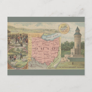 Vintage Ohio Map Postcard