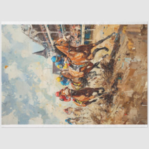 Vintage Oil Painting Kentucky Derby Race Decouapge Tissue Paper