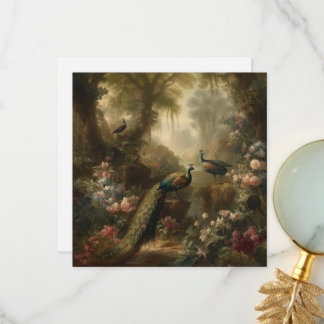 Vintage Oil Painting Peacock English Garden Thank You Card