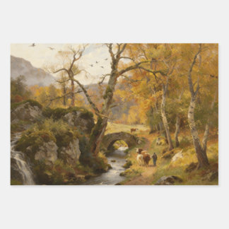 Vintage Oil Painting Rural Autumn Wrapping Paper