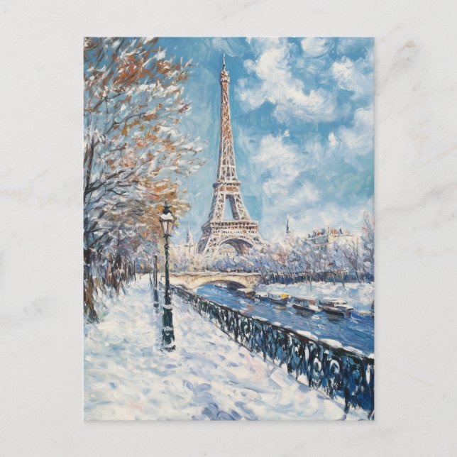 Vintage Oil Painting Travel Postcard Paris (Front)