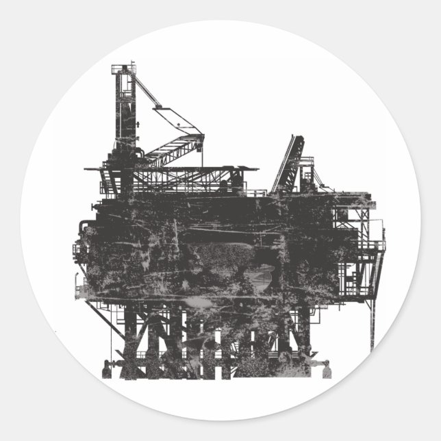 Vintage Oil Rig Classic Round Sticker (Front)