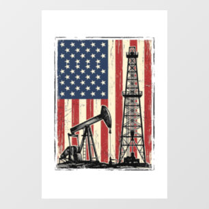 Vintage Oilfield American Flag Vector Shirt Design