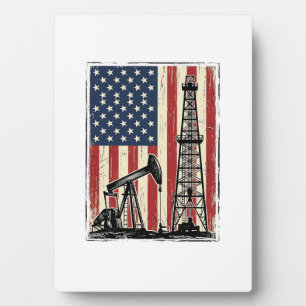 Vintage Oilfield American Flag Vector Shirt Design Plaque