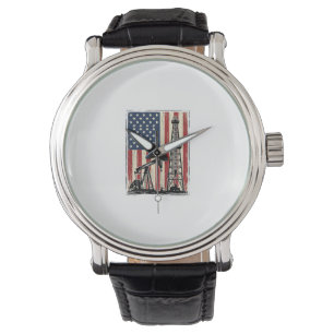 Vintage Oilfield American Flag Vector Shirt Design Watch