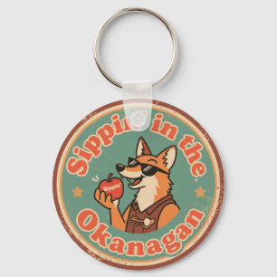 Vintage Okanagan Valley Relaxed Fox Key Ring