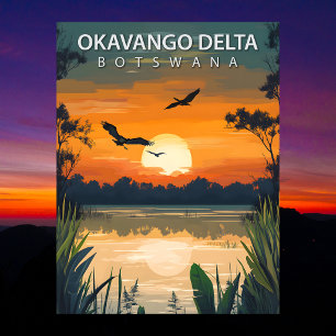 Vintage Okavango Delta Botswana Travel Postcard