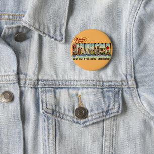 Vintage Oklahoma Greeting Postcard 6 Cm Round Badge