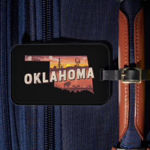 Vintage Oklahoma Illustrated State Map Travel Luggage Tag
