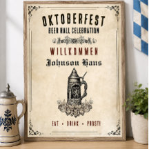 Vintage Oktoberfest Beer Hall Willkommen