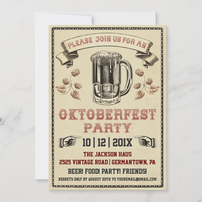Vintage Oktoberfest Party Invitation (Front)