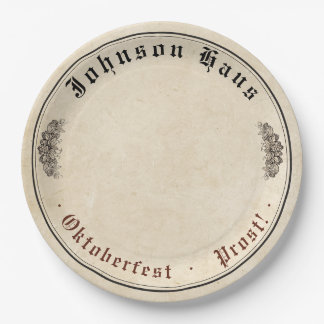 Vintage Oktoberfest Your Name Haus Beer Hall Paper Plate