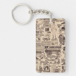 Vintage Old Advertisements Page  Key Ring