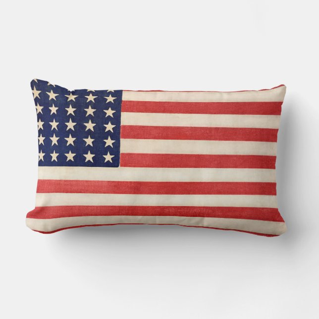 Vintage Old American Flag  Lumbar Cushion (Front)