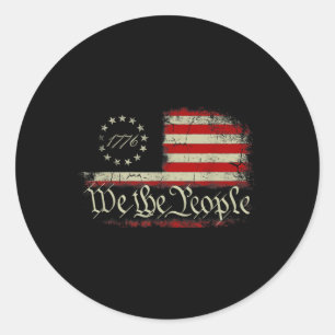 Vintage Old American Flag Patriotic 1776 We The Pe Classic Round Sticker