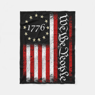 Vintage Old American Flag Patriotic 1776 We The Pe Fleece Blanket