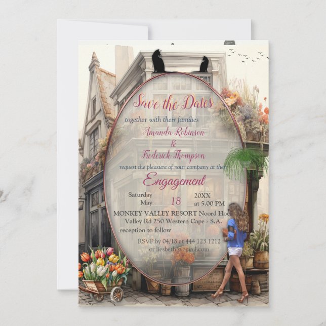 Vintage Old Amsterdam Art Invitation (Front)