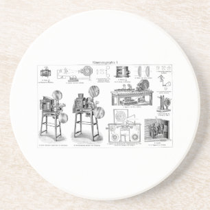 Vintage Old Antique Movie Camera Cinematography Coaster