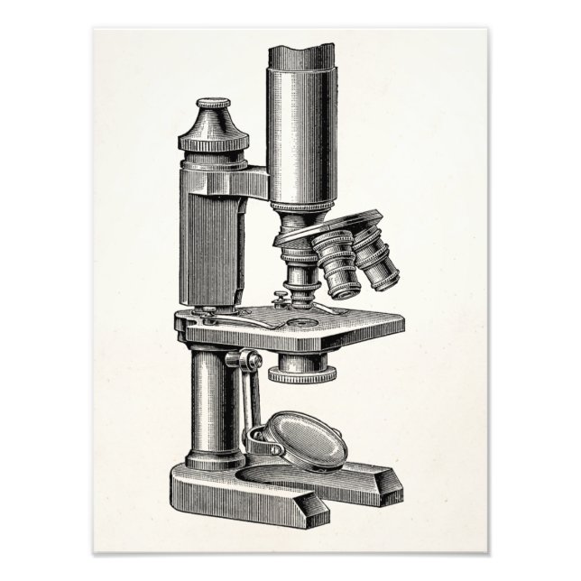 Vintage Old Antique Science Equipment Microscope Photo Print (Front)