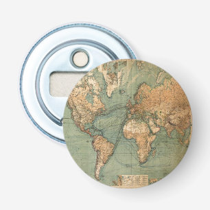 Vintage Old Antique World Map Bottle Opener