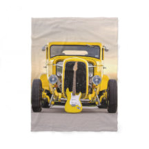 Vintage Old Antique Yellow Hot Rod and Guitar