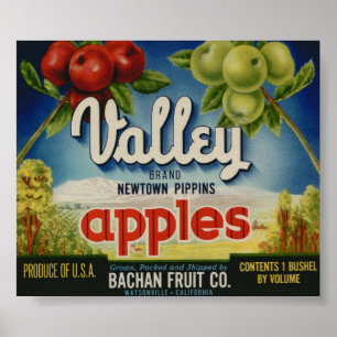 Vintage Old Apple Fruit Crate Labels Poster