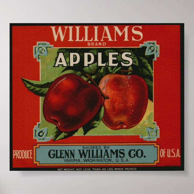 Vintage Old Apple Fruit Crate Labels Poster (Front)