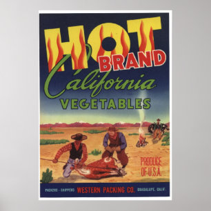 Vintage Old California Vegetables Crate Labels Poster