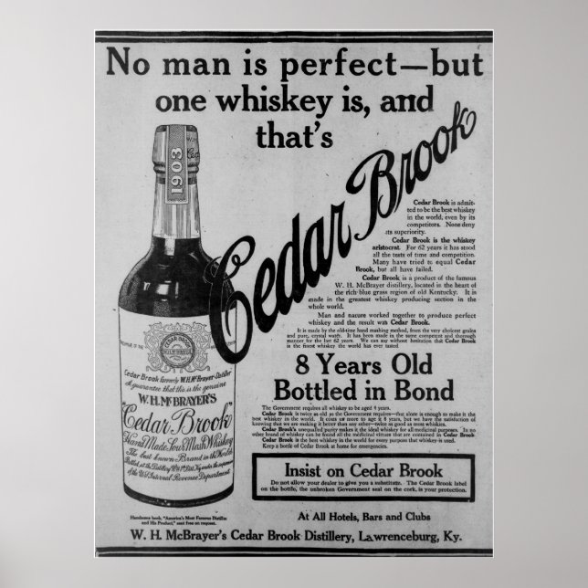 vintage old cedar brook whiskey print (Front)