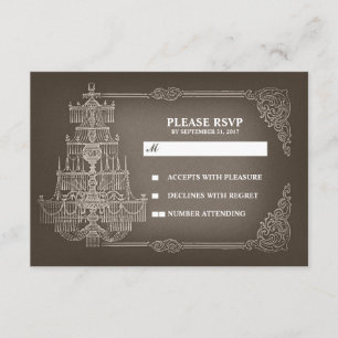 vintage old chandelier wedding RSVP cards