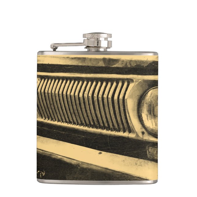 Vintage Old Classic Car Headlights Hip Flask (Front)