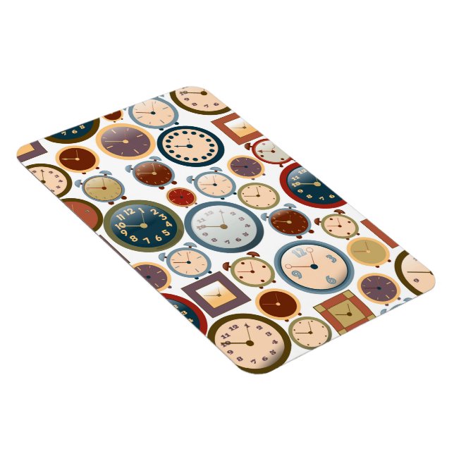 Vintage Old Clocks Pattern Magnet (Right Side)