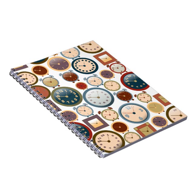 Vintage Old Clocks Pattern Notebook (Right Side)