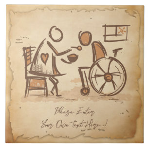 Vintage Old Fashion Caregiver, Nursing Assistant Ceramic Tile