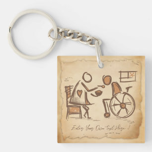 Vintage Old Fashion Caregiver, Nursing Assistant Key Ring