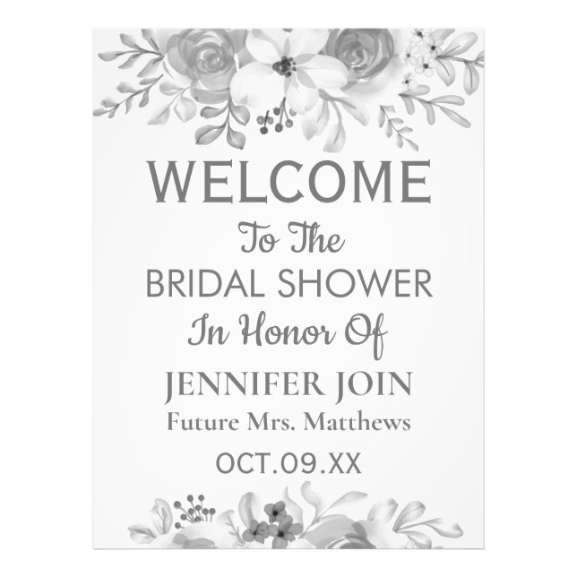 Vintage old fashion flowers bridal shower poster (Front)