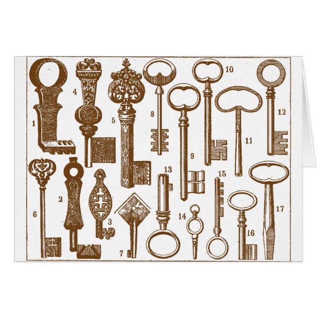 Vintage Old Fashioned Antique Key Set (Front Horizontal)