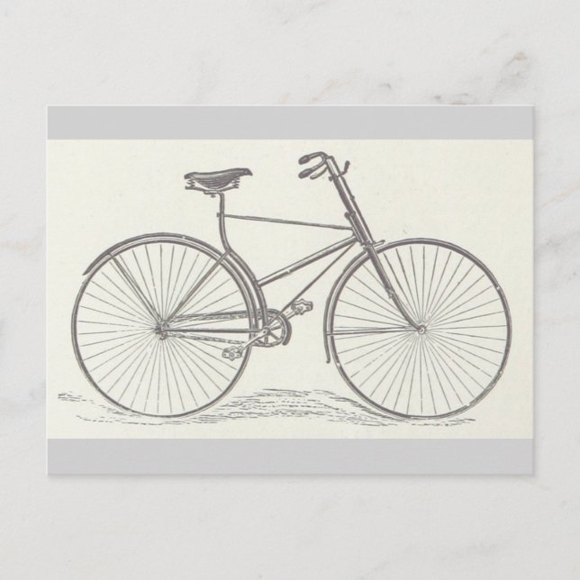 Vintage, Old Fashioned Bicycle Depiction Postcard (Front)