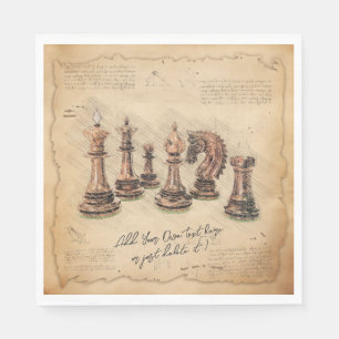 Vintage Old Fashioned Chess Pieces Art Player Gift Napkin