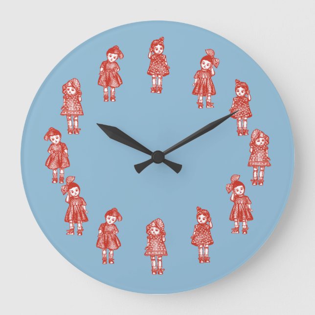Vintage Old Fashioned Dolls Large Clock (Front)