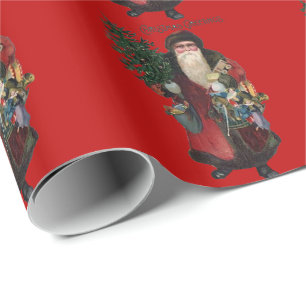 Vintage Old Fashioned Santa Claus Choose Colour Wrapping Paper