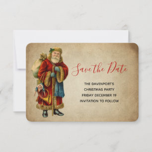 Vintage Old-Fashioned Santa Claus Christmas Save The Date