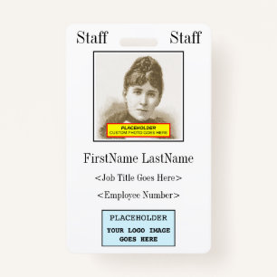 Vintage, Old Fashioned Staff Member Identification ID Badge