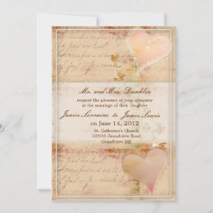 Vintage, old fashioned wedding invitation