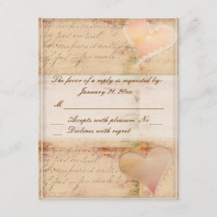 Vintage old fashioned wedding rsvp card