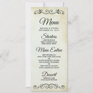 Vintage Old-Fashioned Western Theme Wedding Menu Invitation