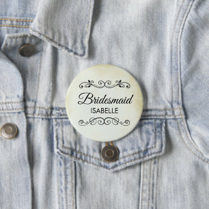 Vintage Old-Fashioned Western Wedding Bridesmaid 7.5 Cm Round Badge