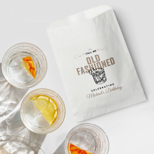 Vintage Old Fashioned white Whiskey Birthday Favour Bag (Creator Uploaded)